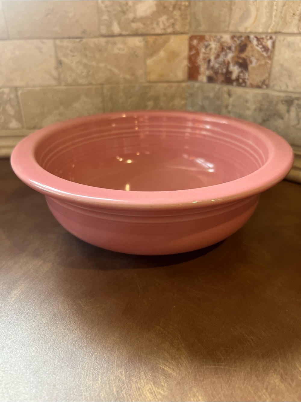Rose Fiesta Ceramic Serving Bowl - Made in USA